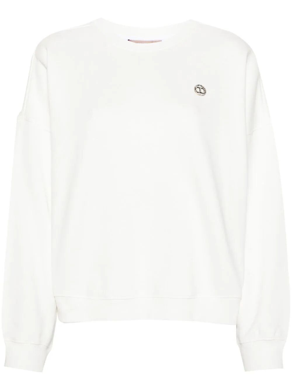 Shop Twinset Crew-neck Sweatshirt With `oval T` Detail In White