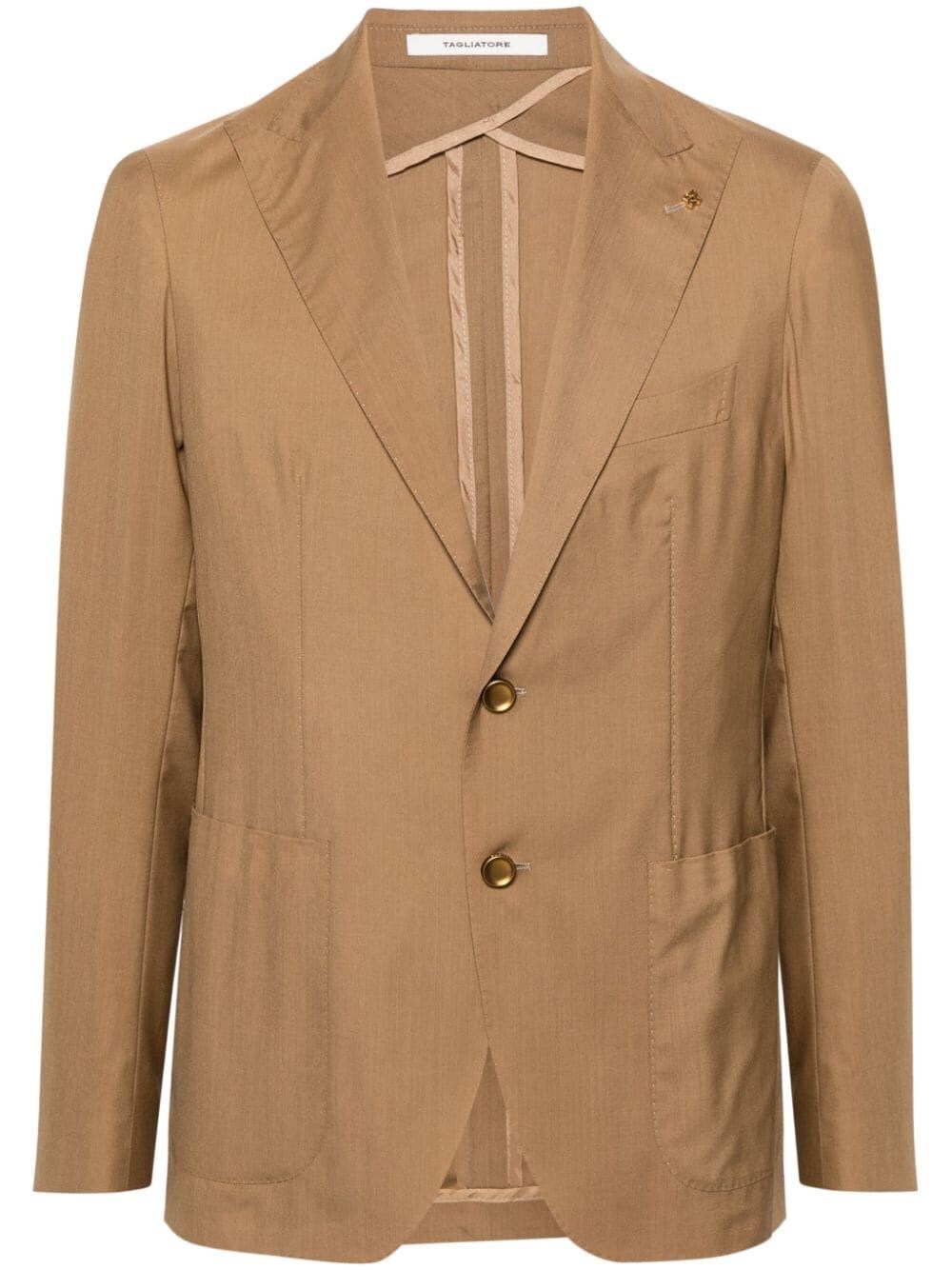 Tagliatore Single-breasted Virgin Wool-blend Blazer In Brown