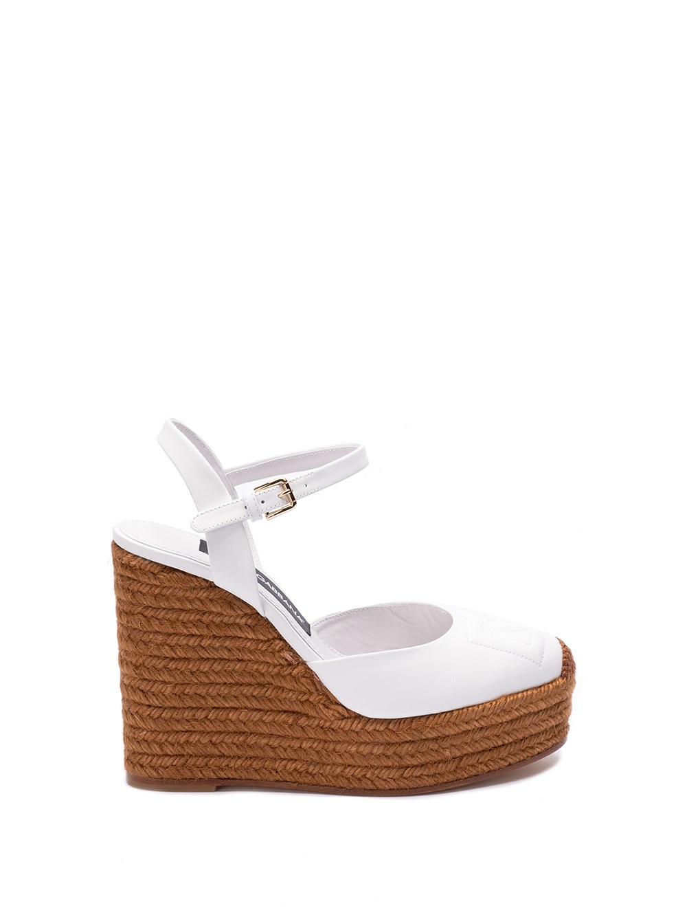 Dolce & Gabbana 90mm Logo-embroidered Wedge Sandals In White