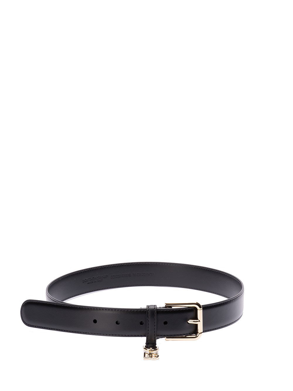 Dolce & Gabbana Calfskin Belt With Lettering In Black  