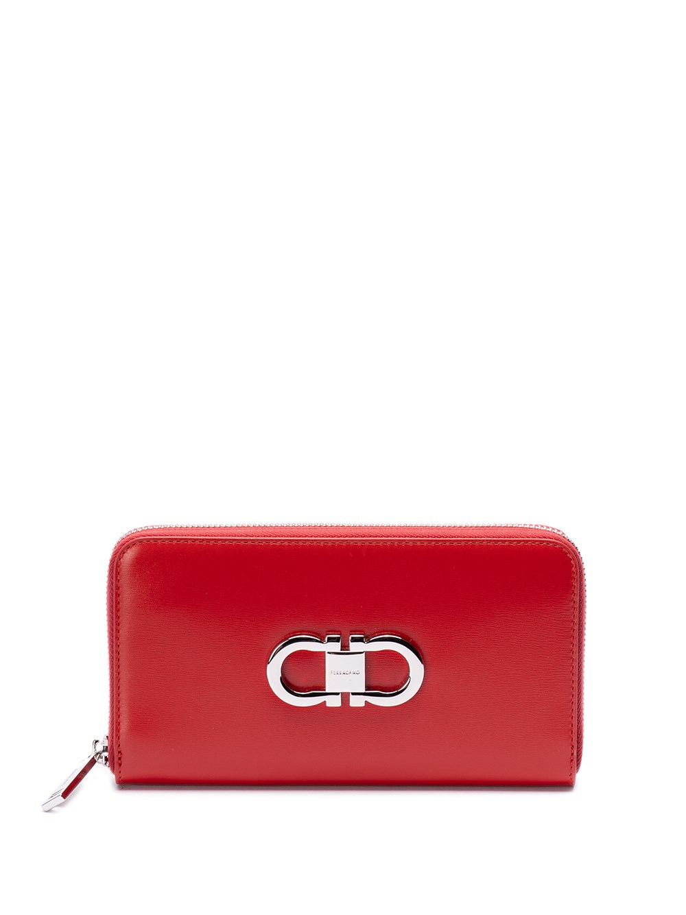 Ferragamo `double Gancio` Continental Wallet In Red