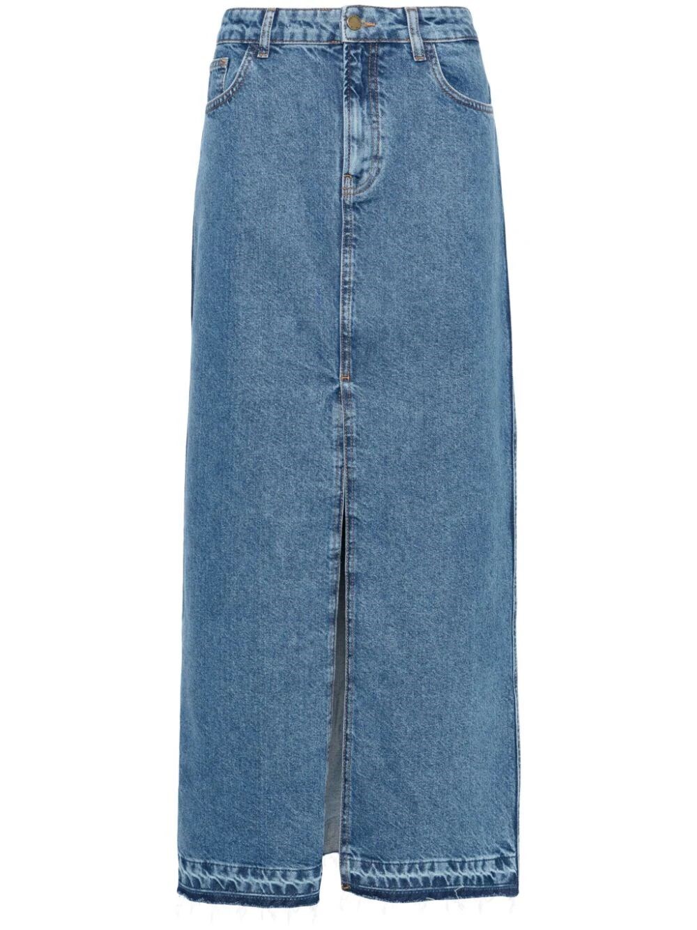 Shop Philosophy Di Lorenzo Serafini Long Denim Skirt In Blue