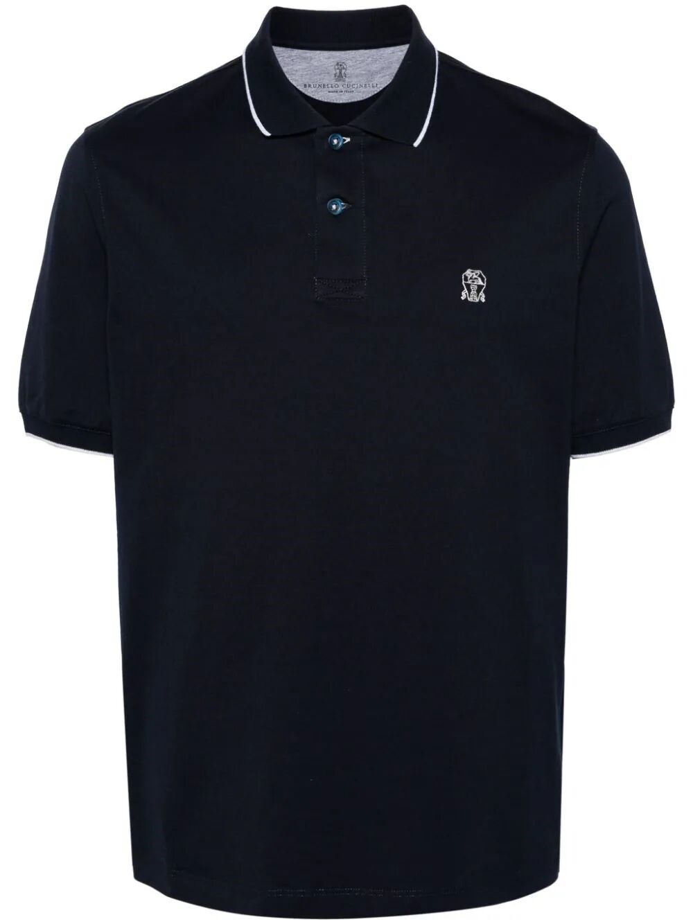 Shop Brunello Cucinelli Logo Polo Shirt In Blue