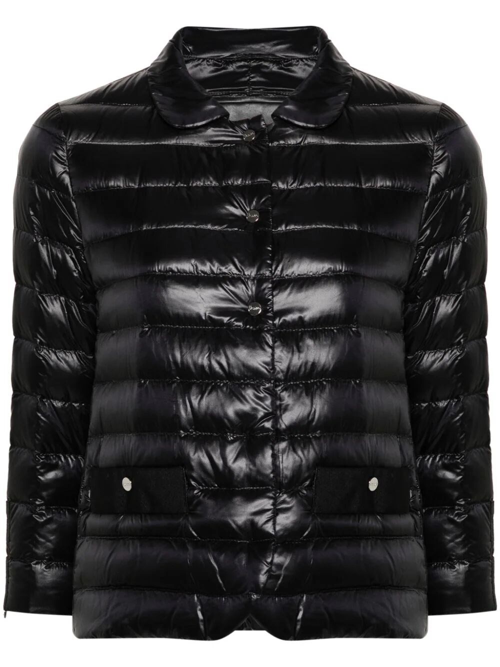 Herno Rounded-collar Padded Jacket In Black