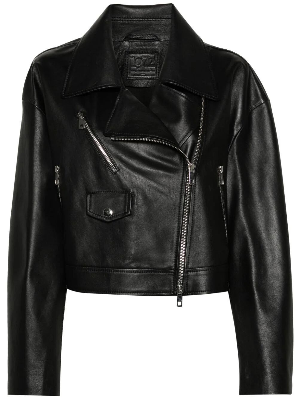 Desa 1972 Off-centre-fastening Leather Jacket In Black  