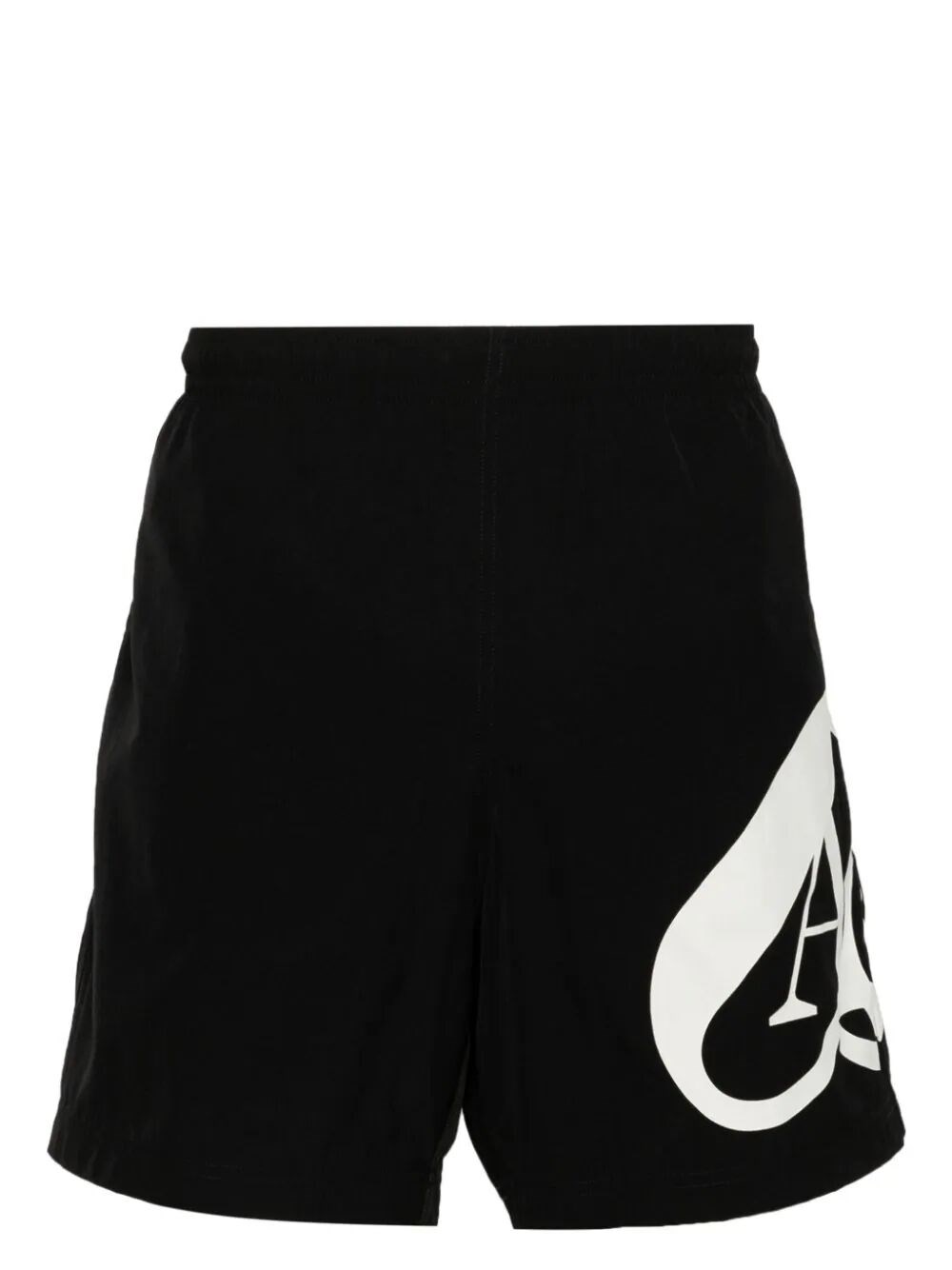 Shop Alexander Mcqueen `seal` Print Swim Shorts In Black  
