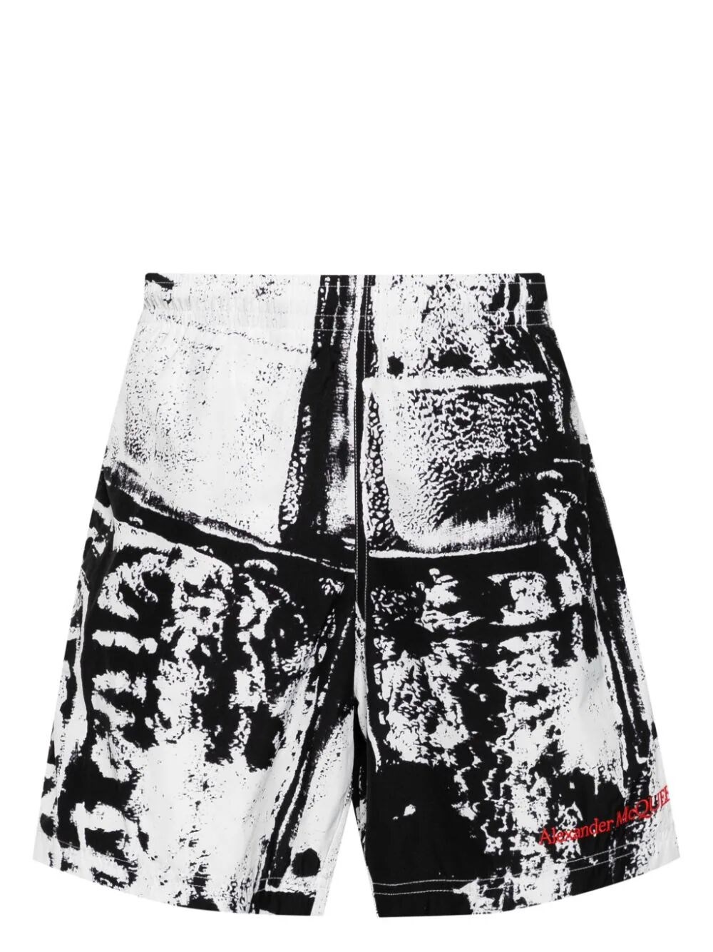 Shop Alexander Mcqueen `fold` Print Swim Shorts In White