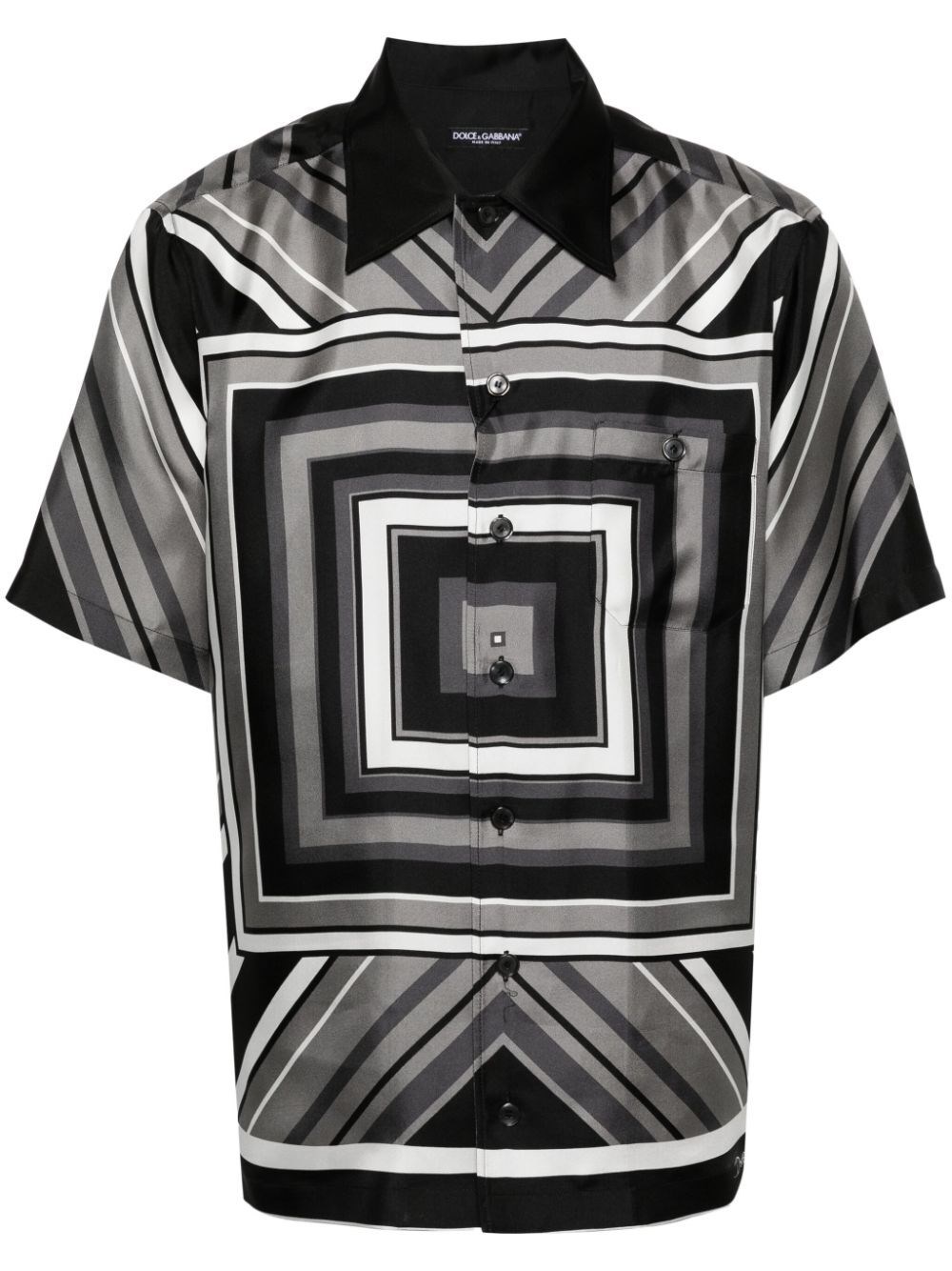 Dolce & Gabbana Print Short Sleeve Shirt In Black  