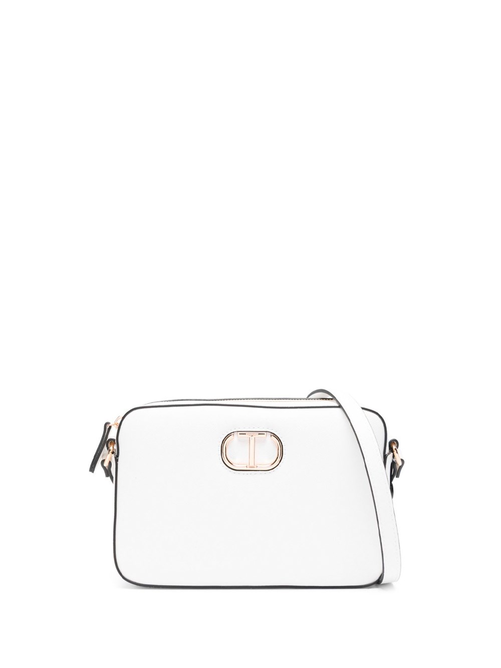 Twinset Logo-plaque Pebbled Crossbody Bag In White