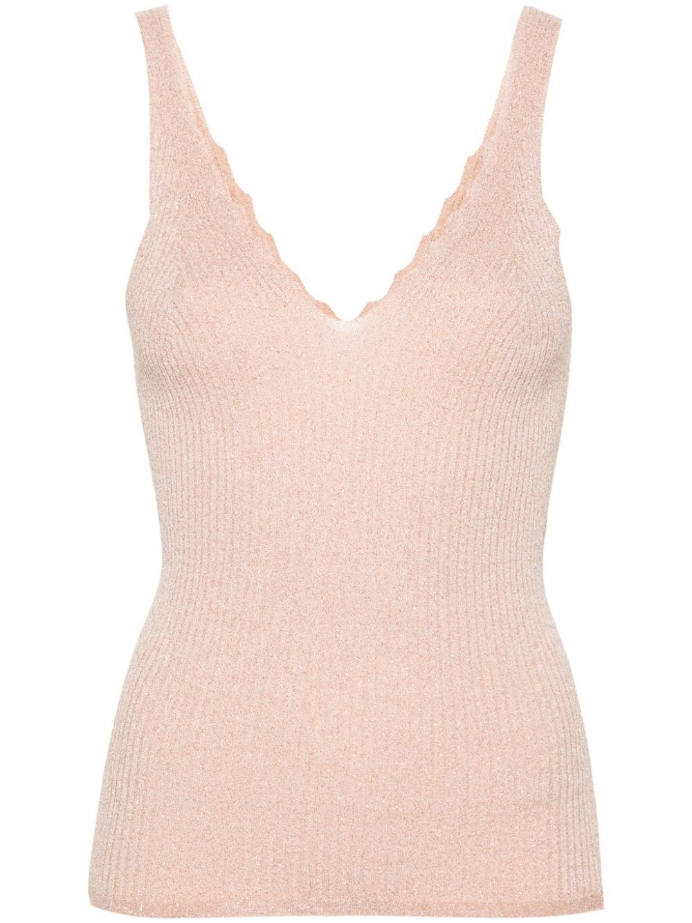 Twinset Ribbed Knit Top In Pink