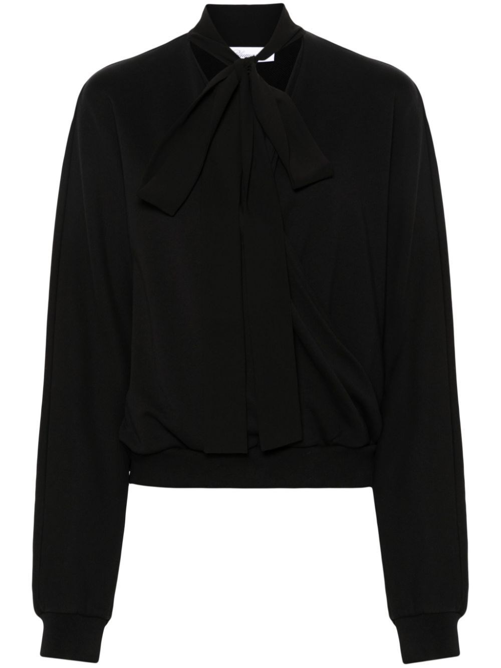 Blumarine V-neck Sweatshirt With Bow In Black