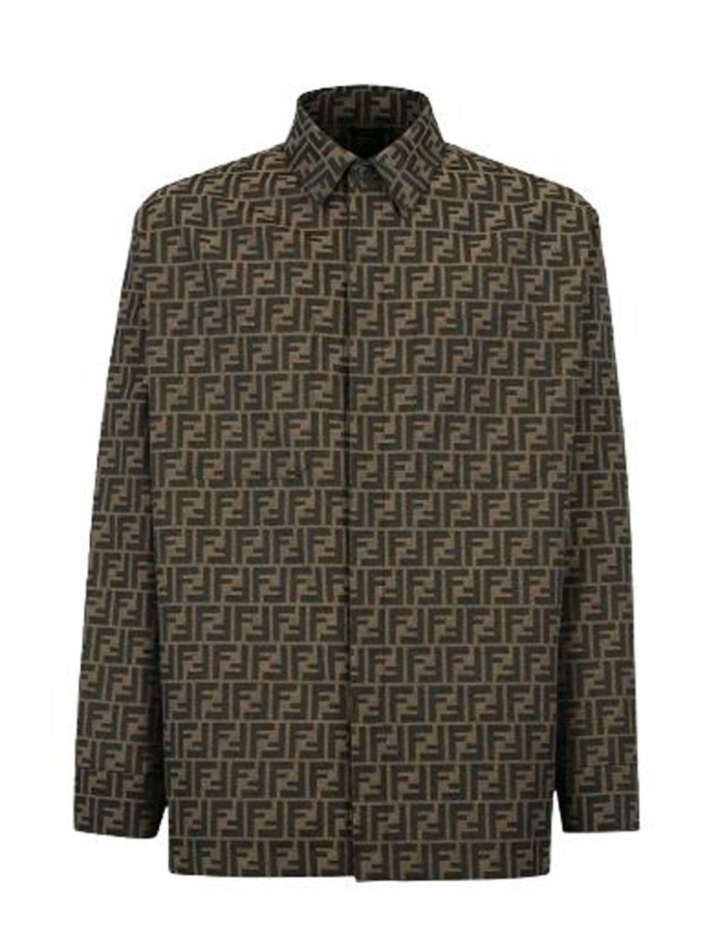 Fendi Twill Shirt Featuring Printed Pattern In Brown
