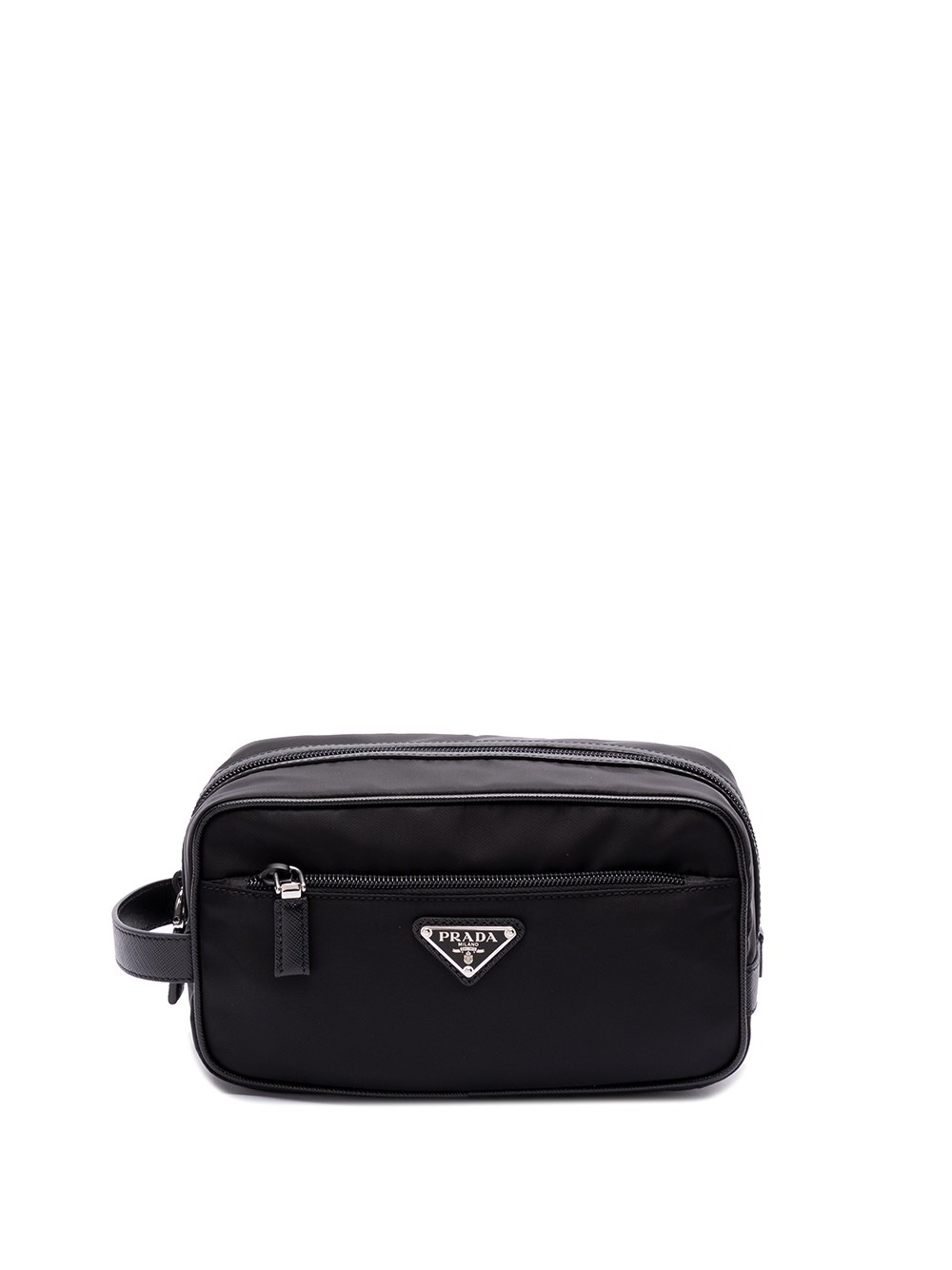 Shop Prada `re-nylon` And Saffiano Leather Travel Pouch In Black  