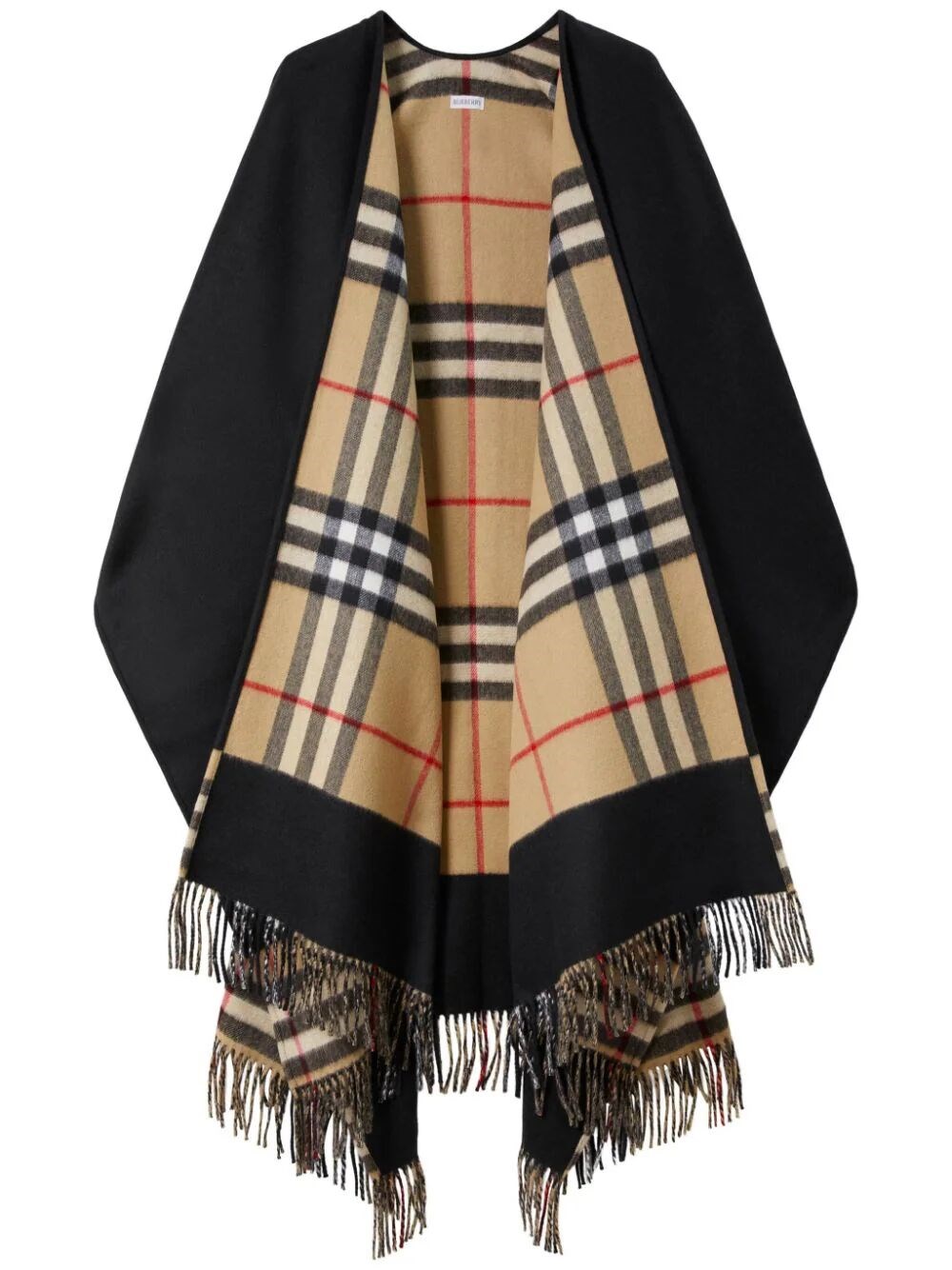 Burberry Vintage Check Pattern Wool-cashmere Cape In Black  