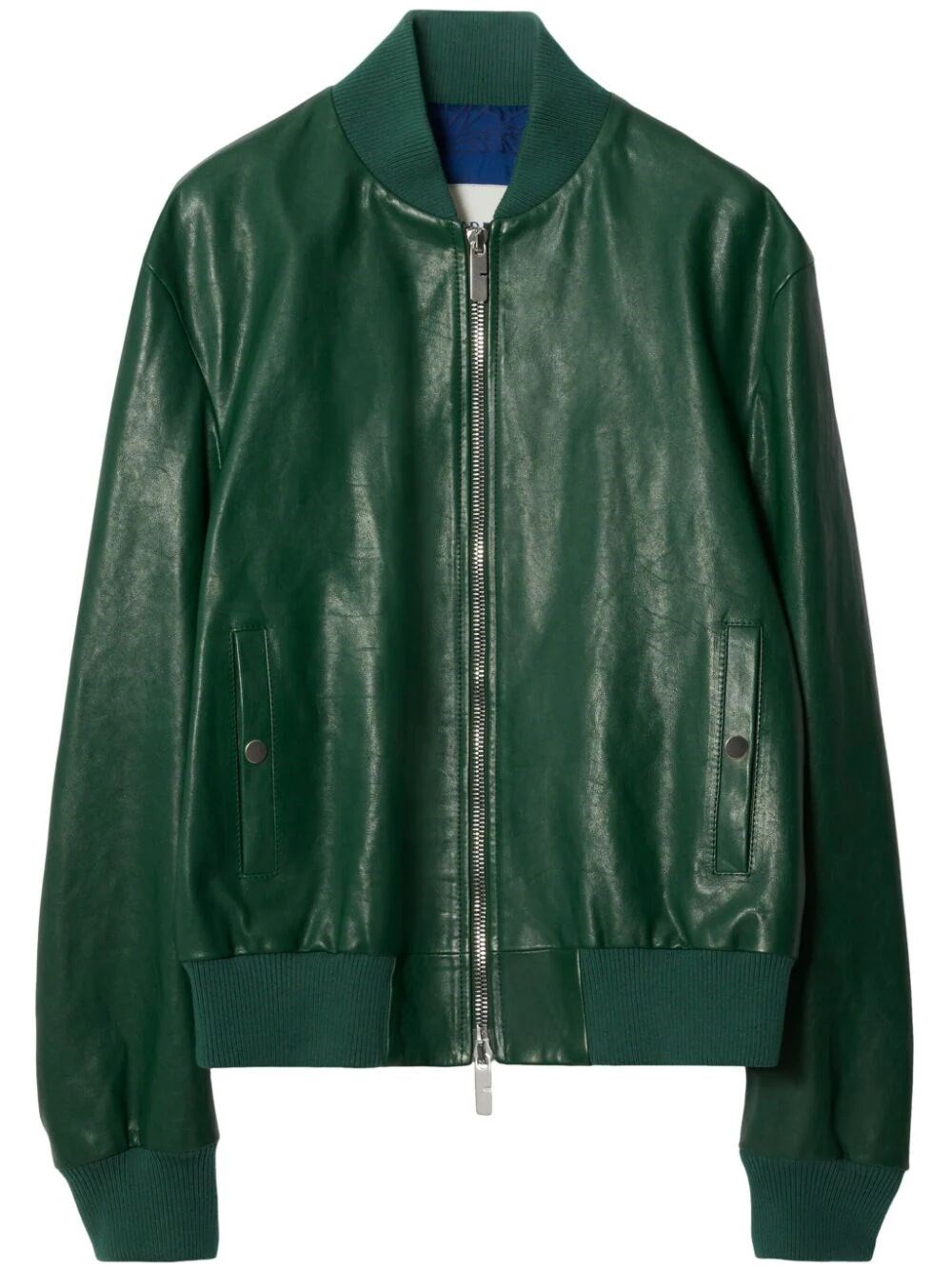 Shop Burberry Leather Blouson In Green