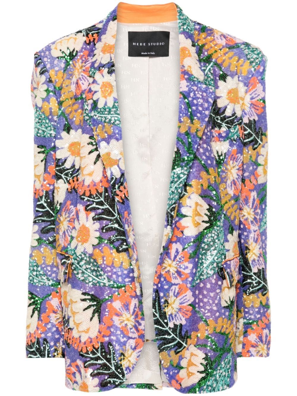 Hebe Studio Embroidered Single-breasted Blazer In Multi