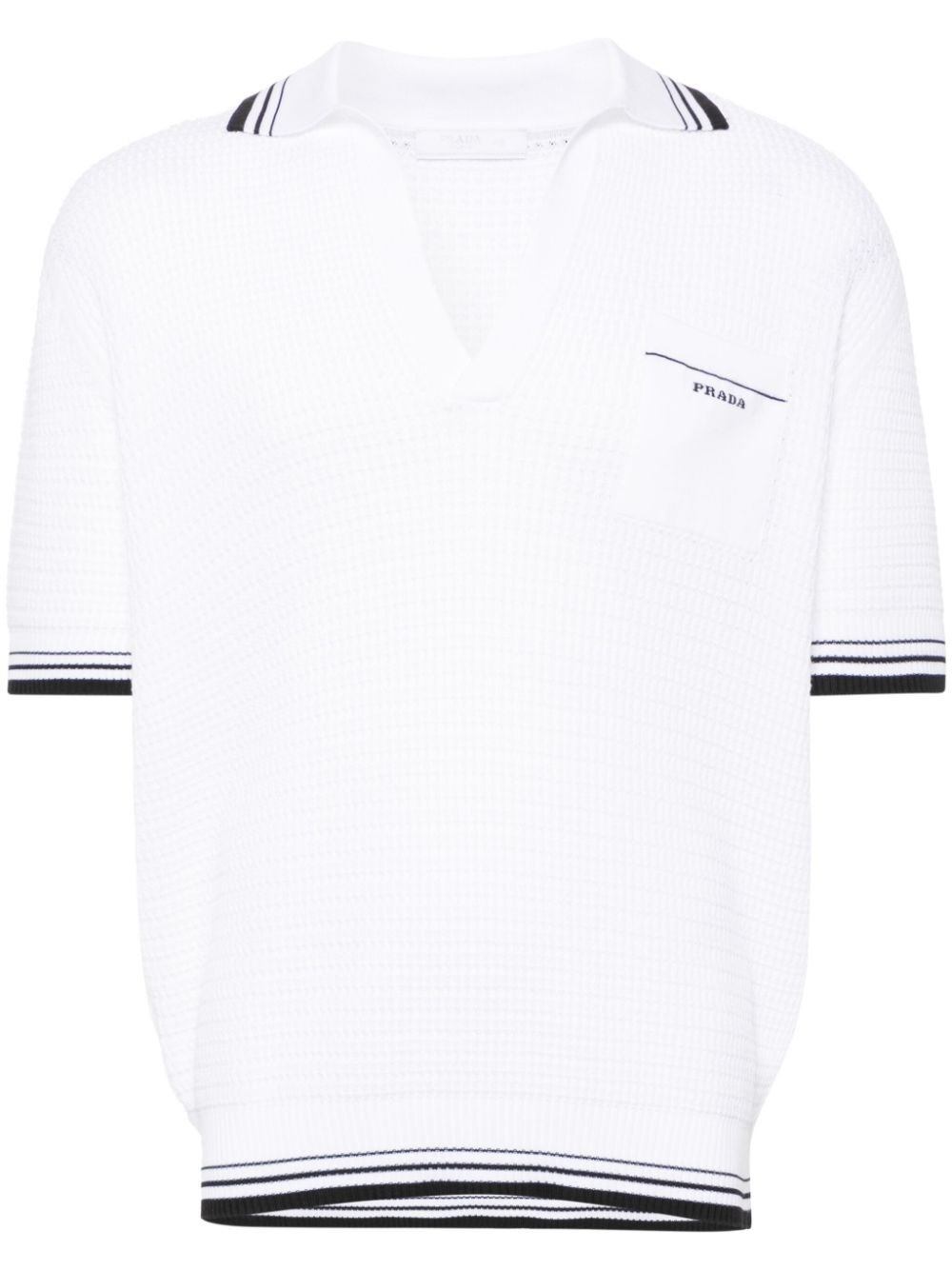 Shop Prada Cotton Polo T-shirt In White