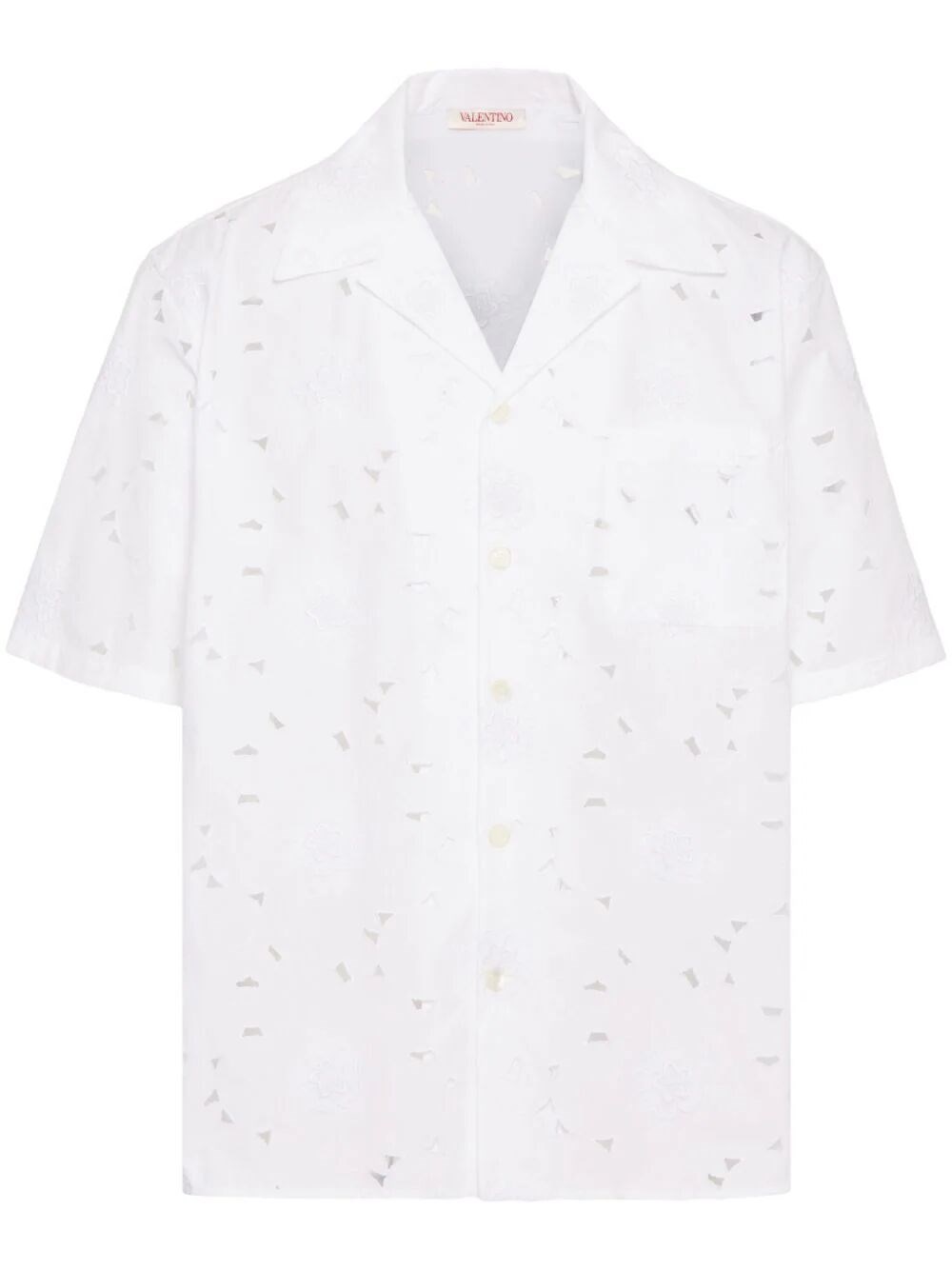 Valentino Embroidered Short Sleeve Shirt In White