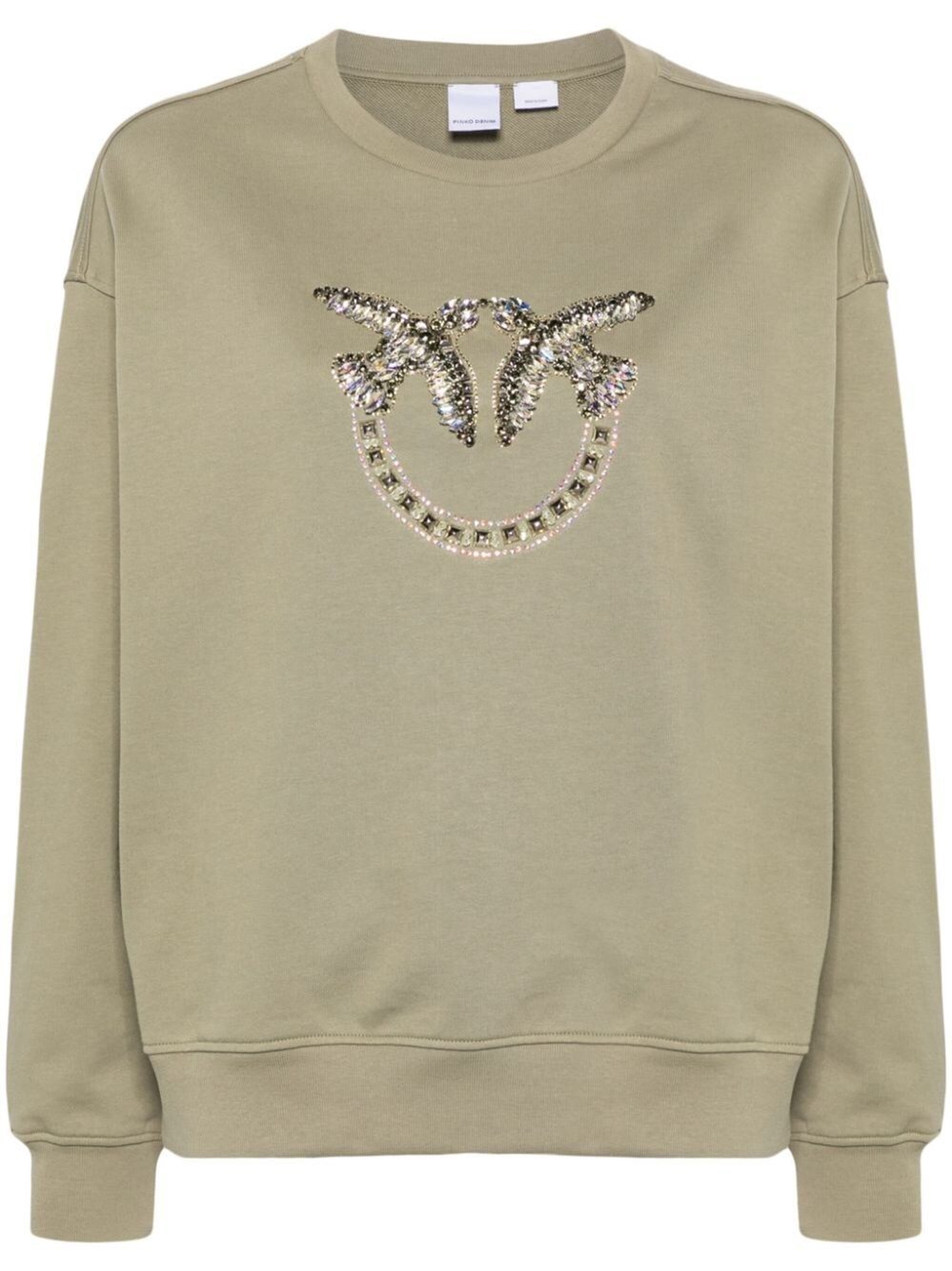 Pinko `logo Birds` `nelly` Sweatshirt In Green