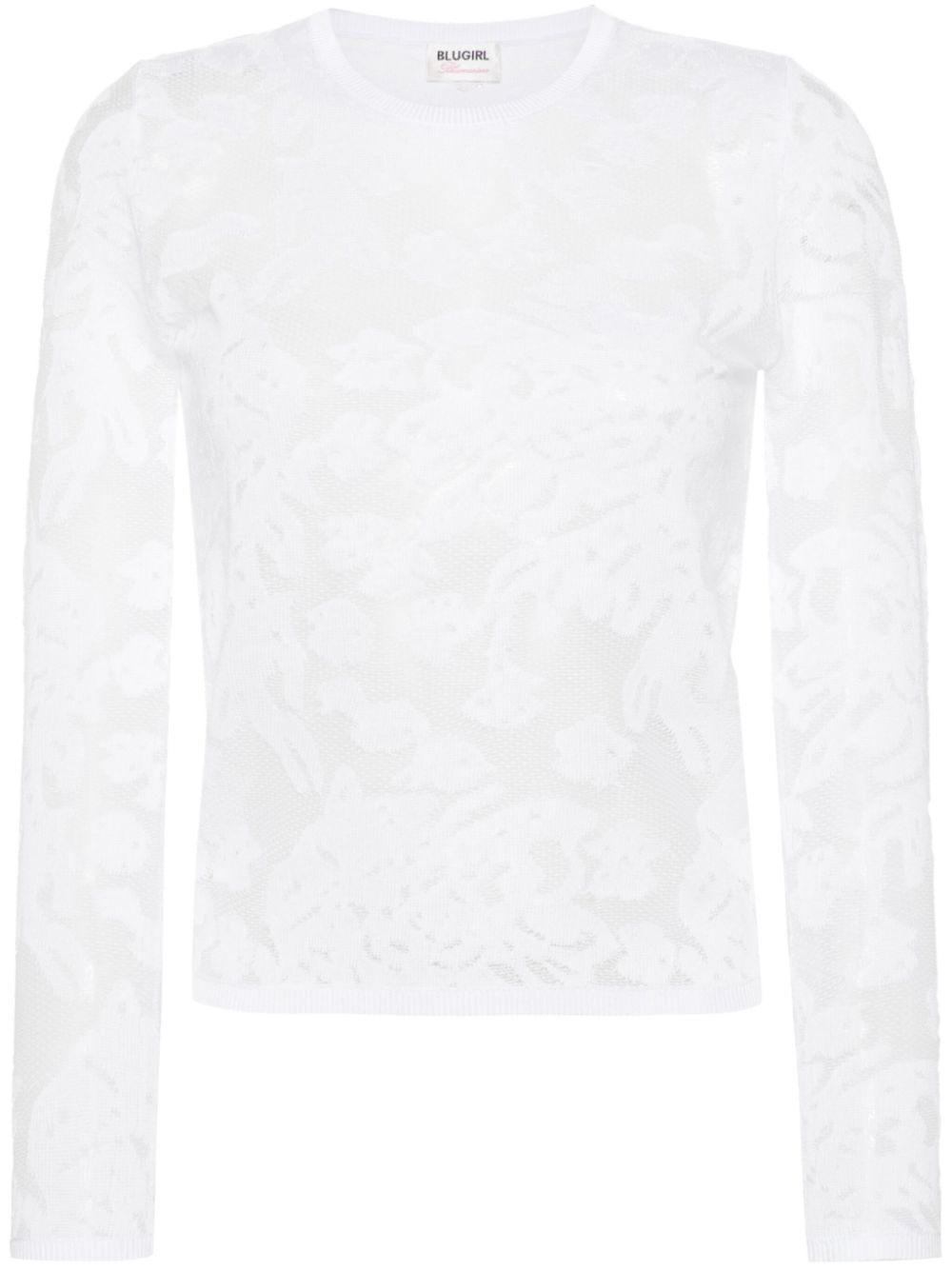 Blugirl Stretch Lace-construction Blouse In White