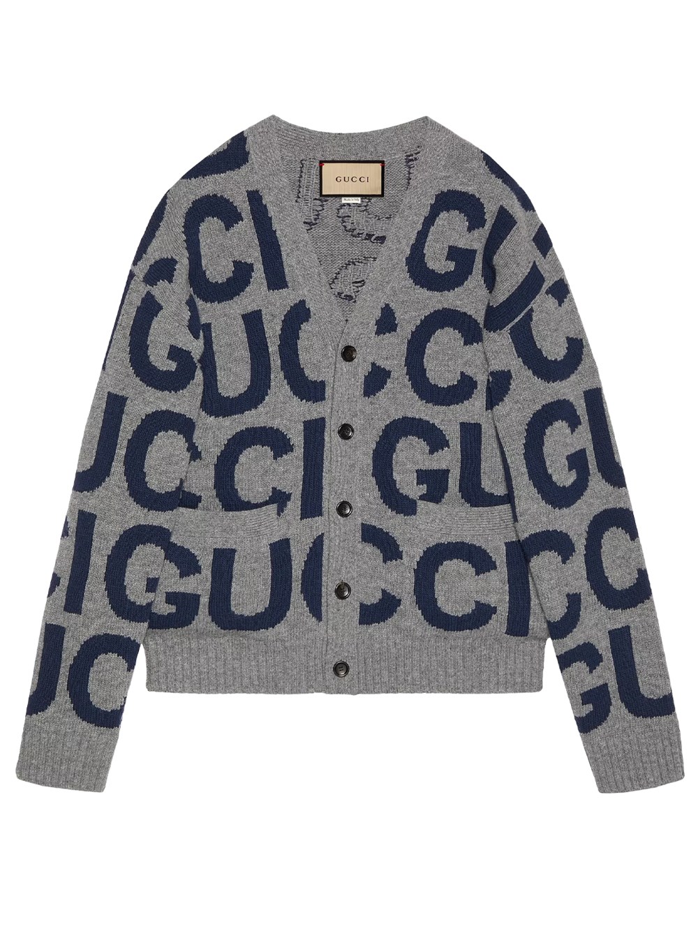 Shop Gucci Knit Cardigan In Gray