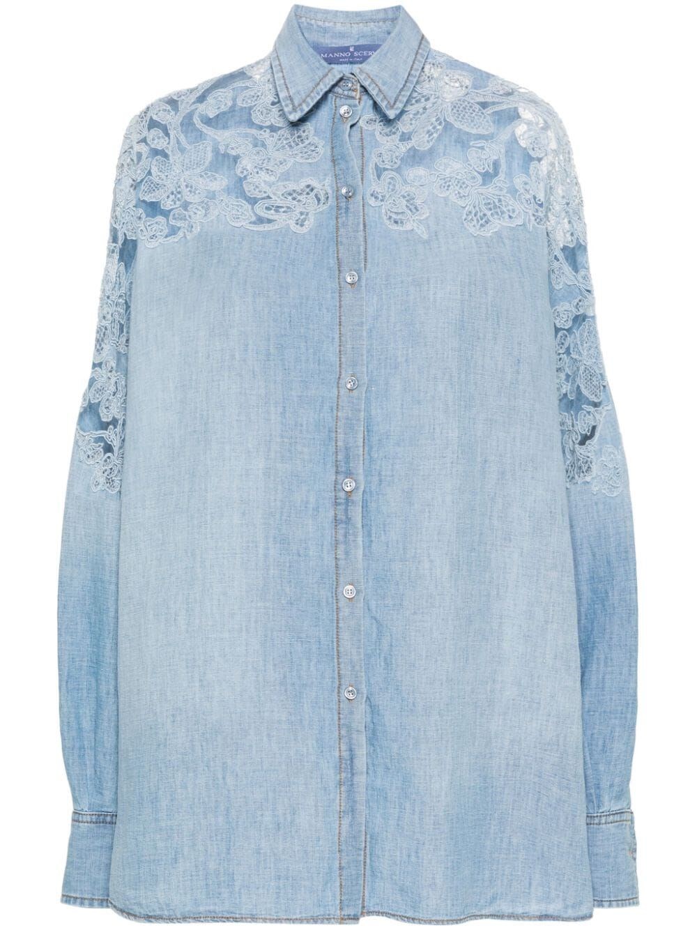 Ermanno Scervino Lace-panelled Shirt In Azul