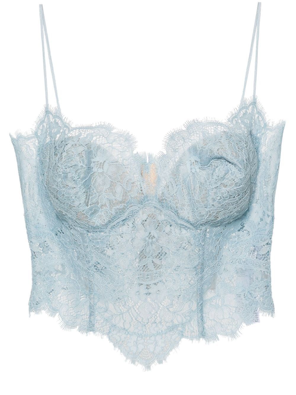 Ermanno Scervino Chantilly-lace Corset Top In Blue