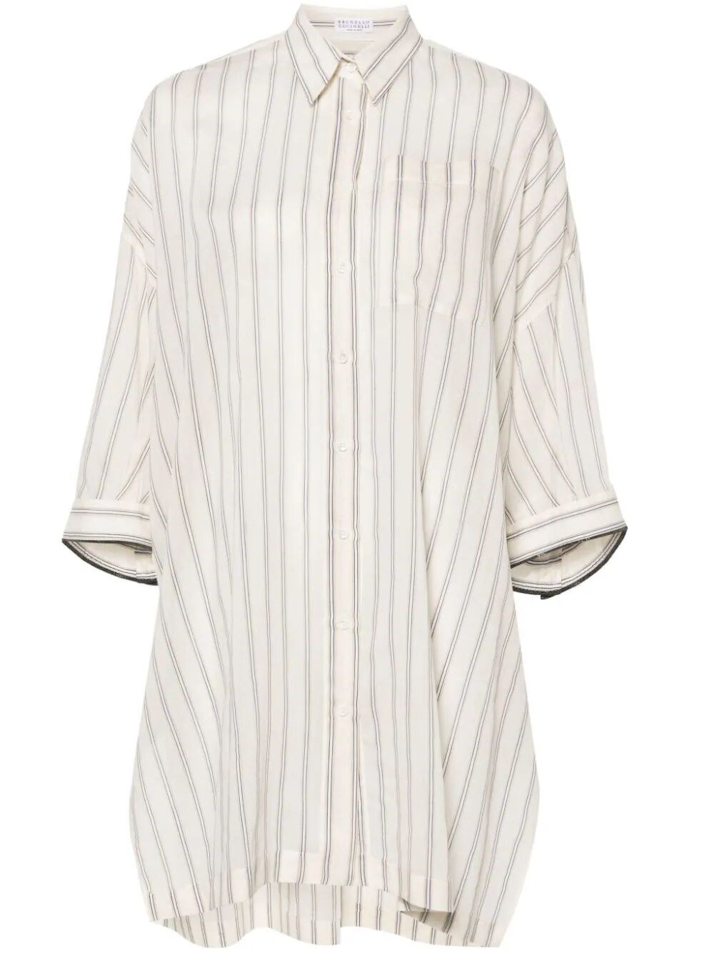 Brunello Cucinelli Striped Shirt In Beige