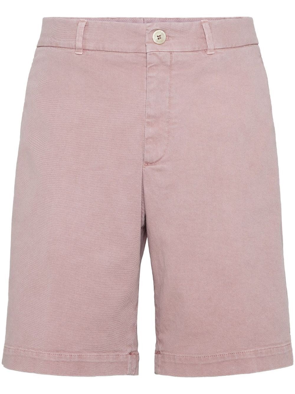 Brunello Cucinelli Denim Bermuda Shorts In Pink