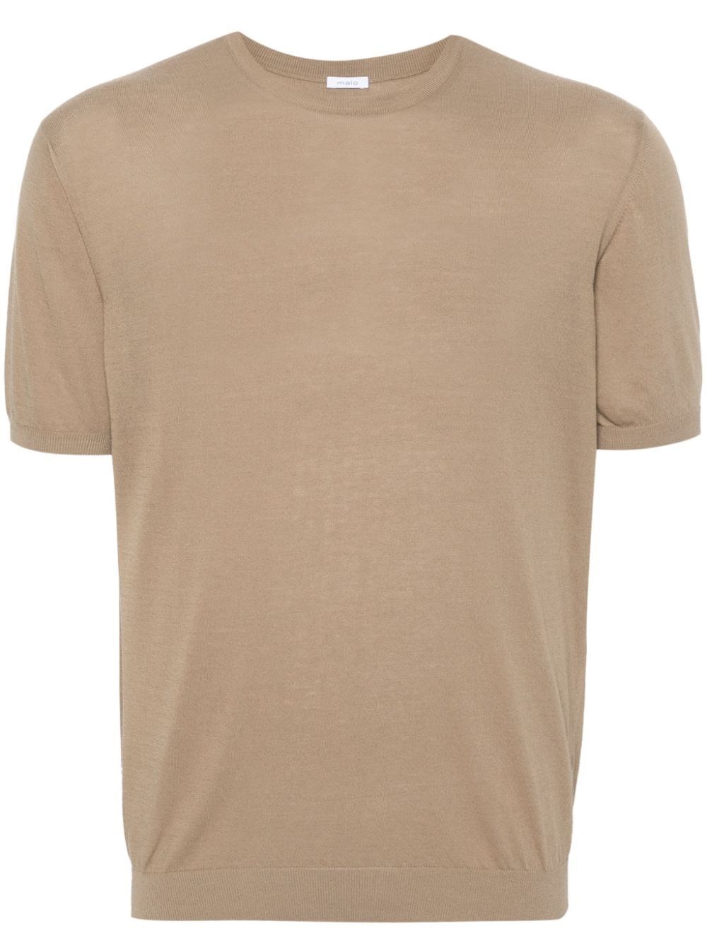 Malo Short Sleeve Crew-neck Sweater In Brown