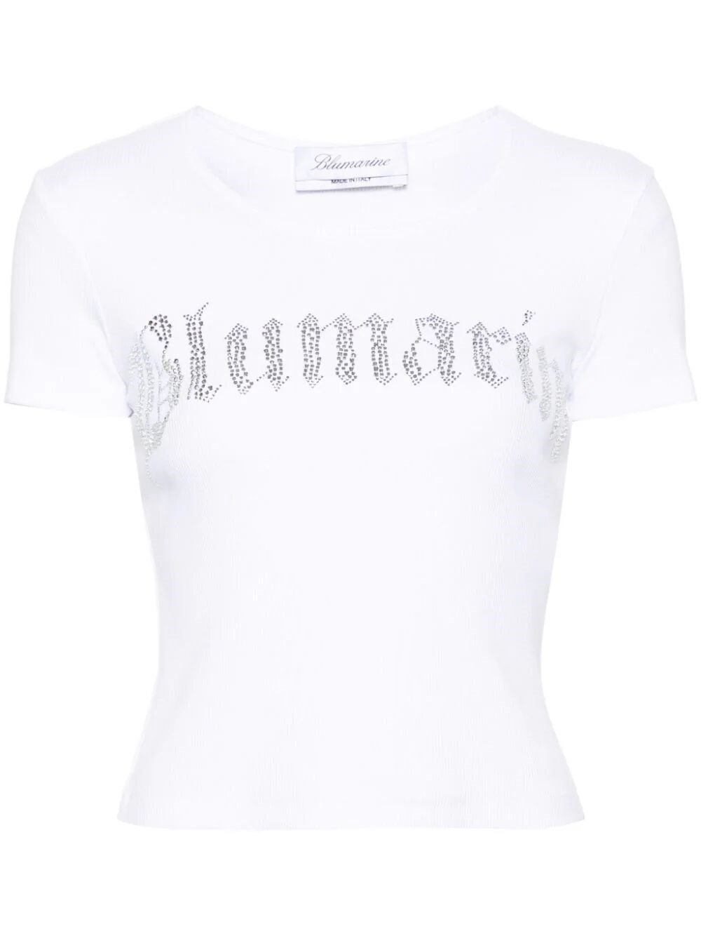 Shop Blumarine Cropped T-shirt In White