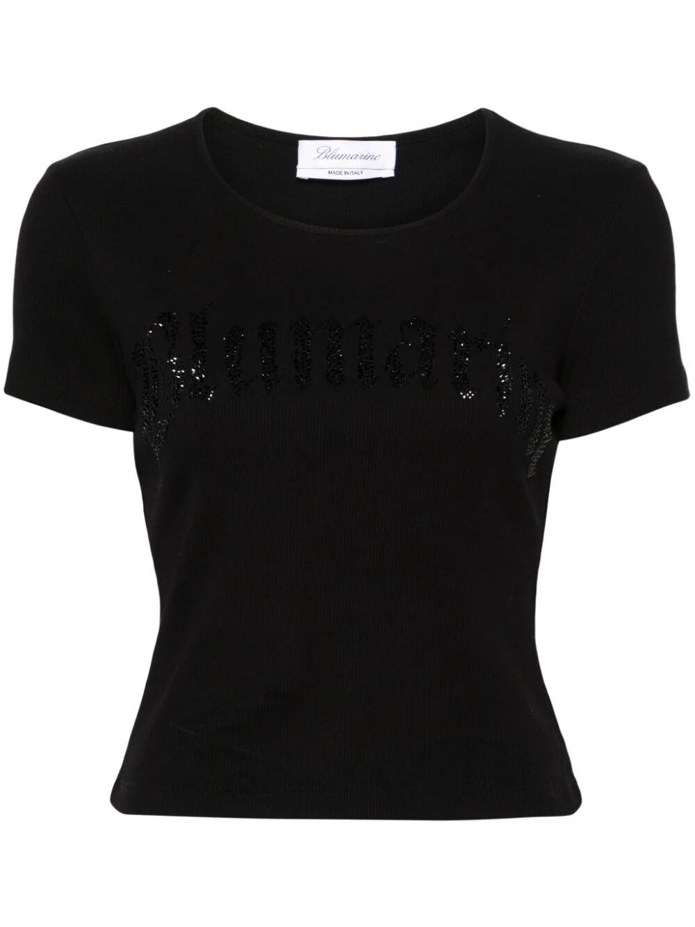 Shop Blumarine Cropped T-shirt In Black  