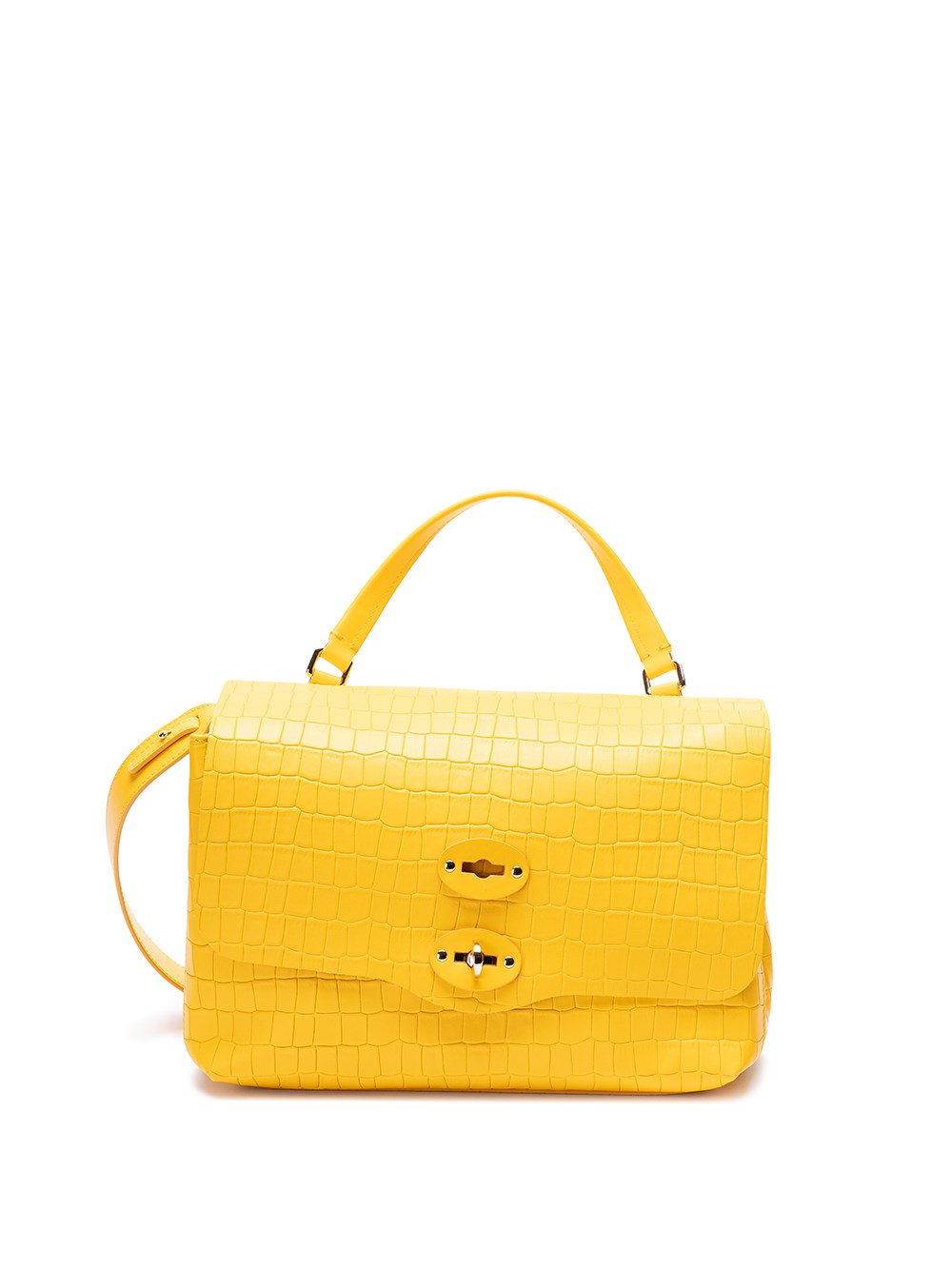 Shop Zanellato Small `postina Cayman` Bag In Yellow