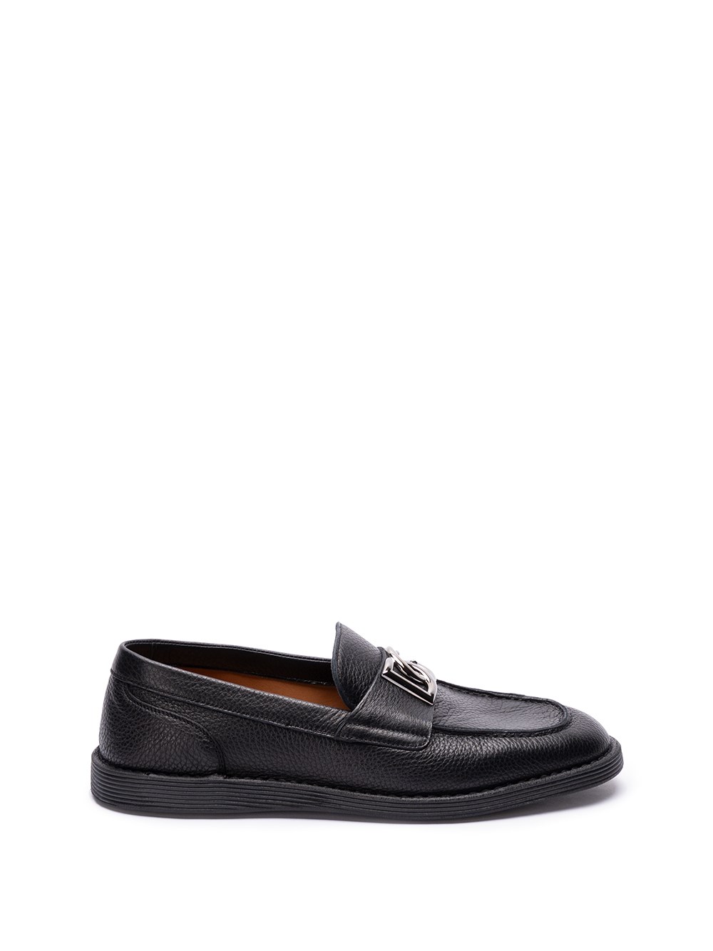 Dolce & Gabbana Men Leather Loafers In Black