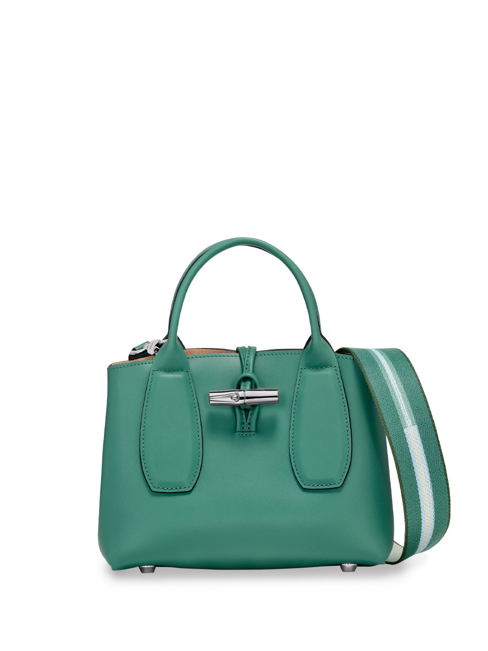 Shop Longchamp `roseau Box` Medium Handbag In Green