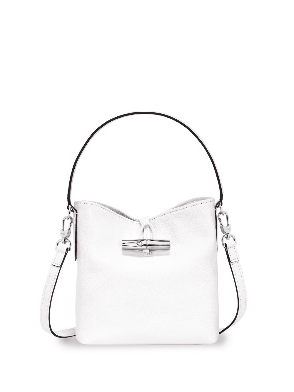 Shop Longchamp `roseau Essential Colors` Extra Small Bucket Bag In White