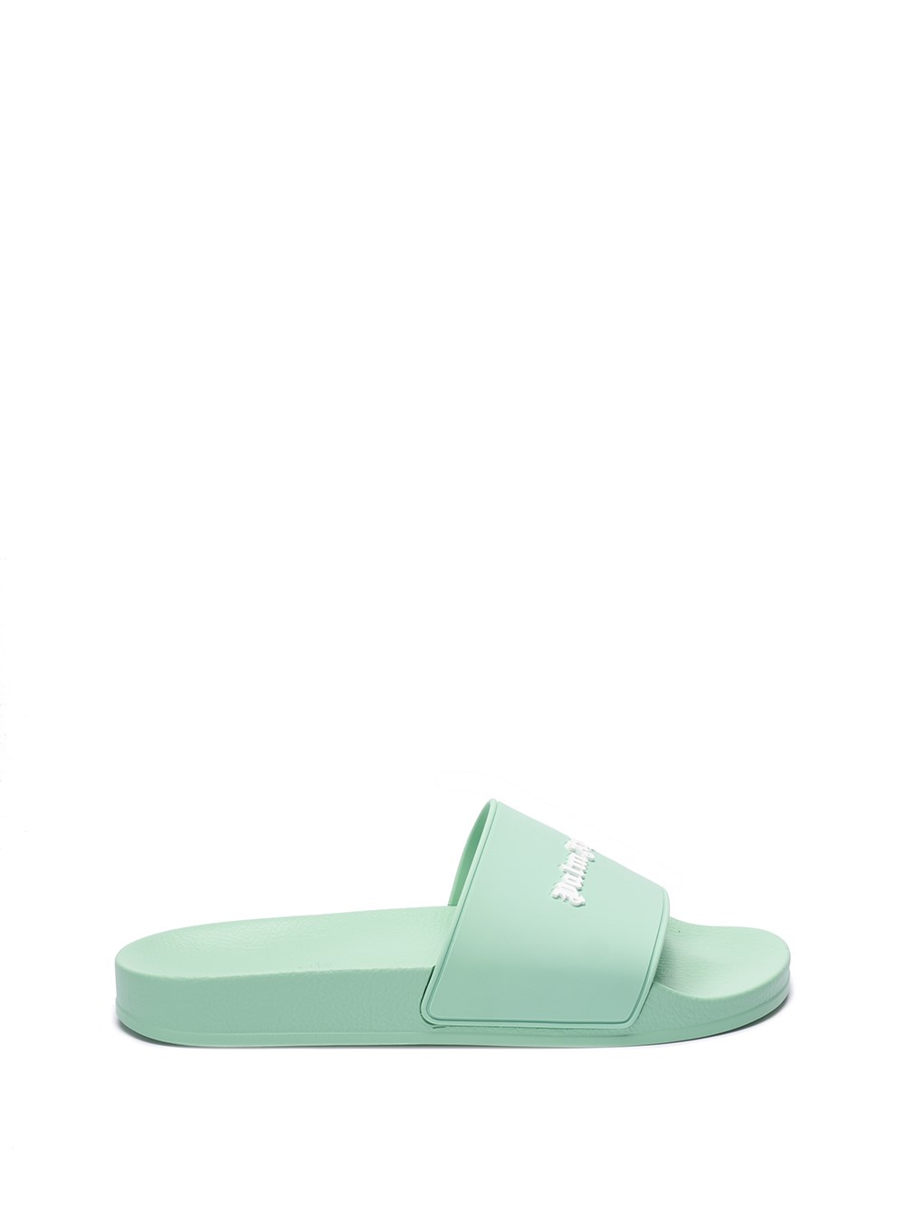 Shop Palm Angels `essential Logo` Pool Slippers In Green
