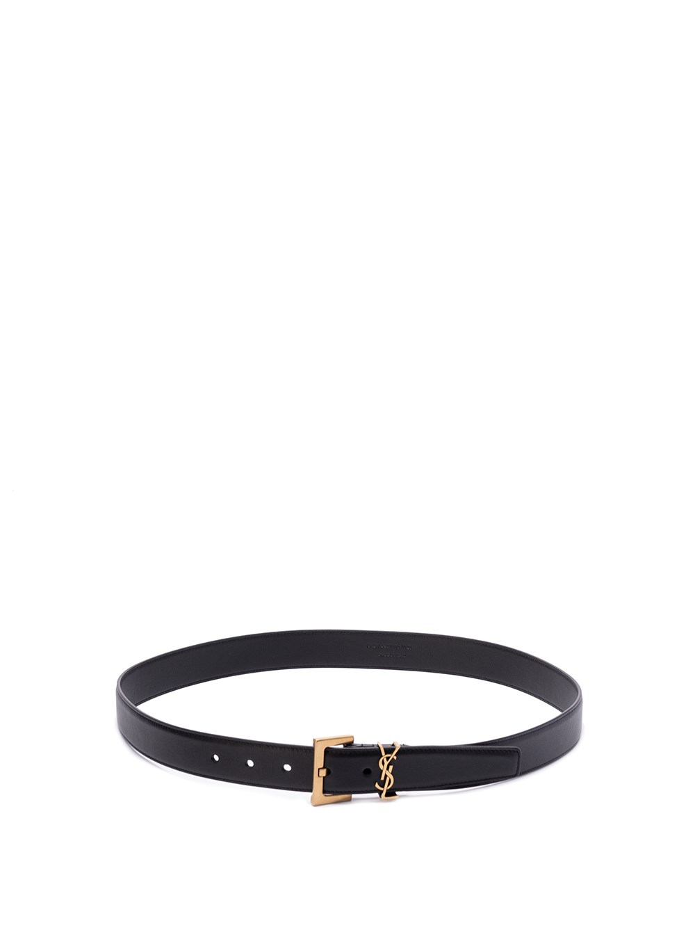 Shop Saint Laurent `cassandre` Belt With Square Buckle In Black  