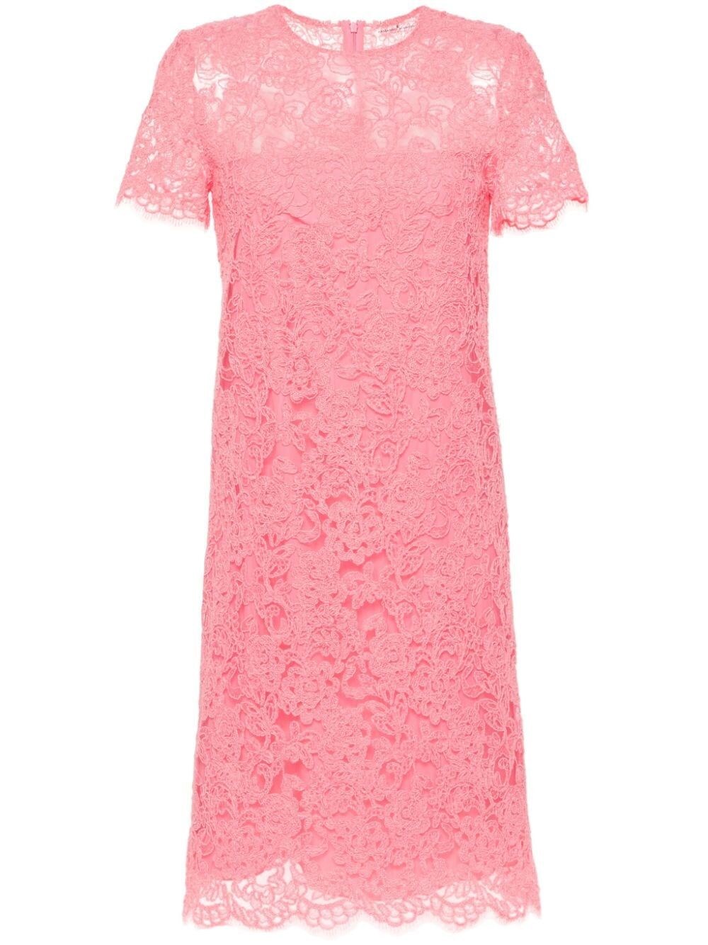 Ermanno Scervino Floral-appliqué Midi Dress In Pink