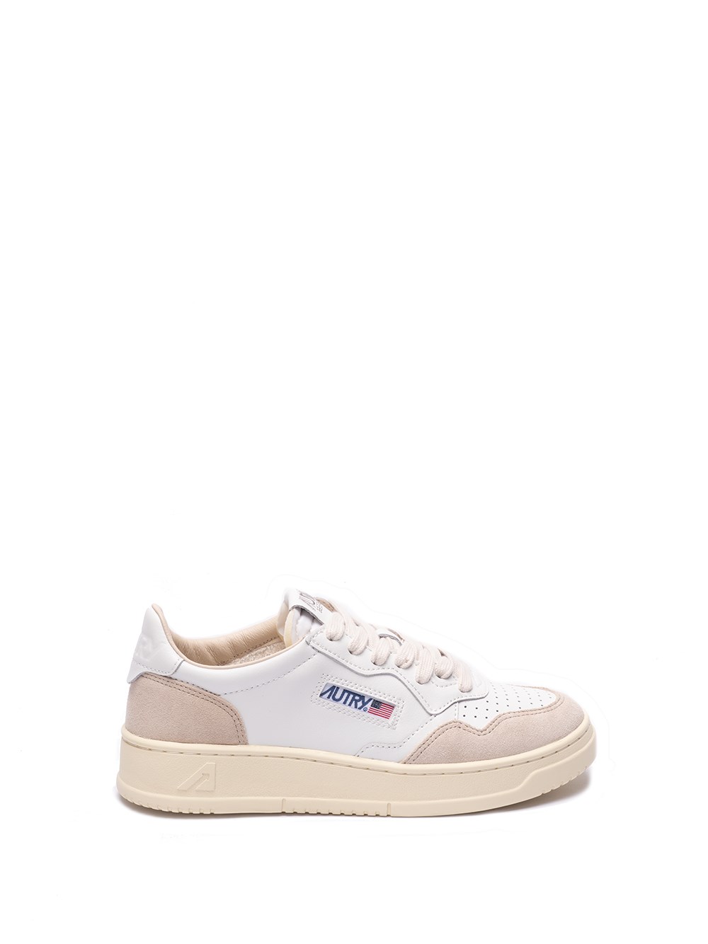 Autry Low-top Sneakers With Hybrid Leather Design And Metallic Accent In White