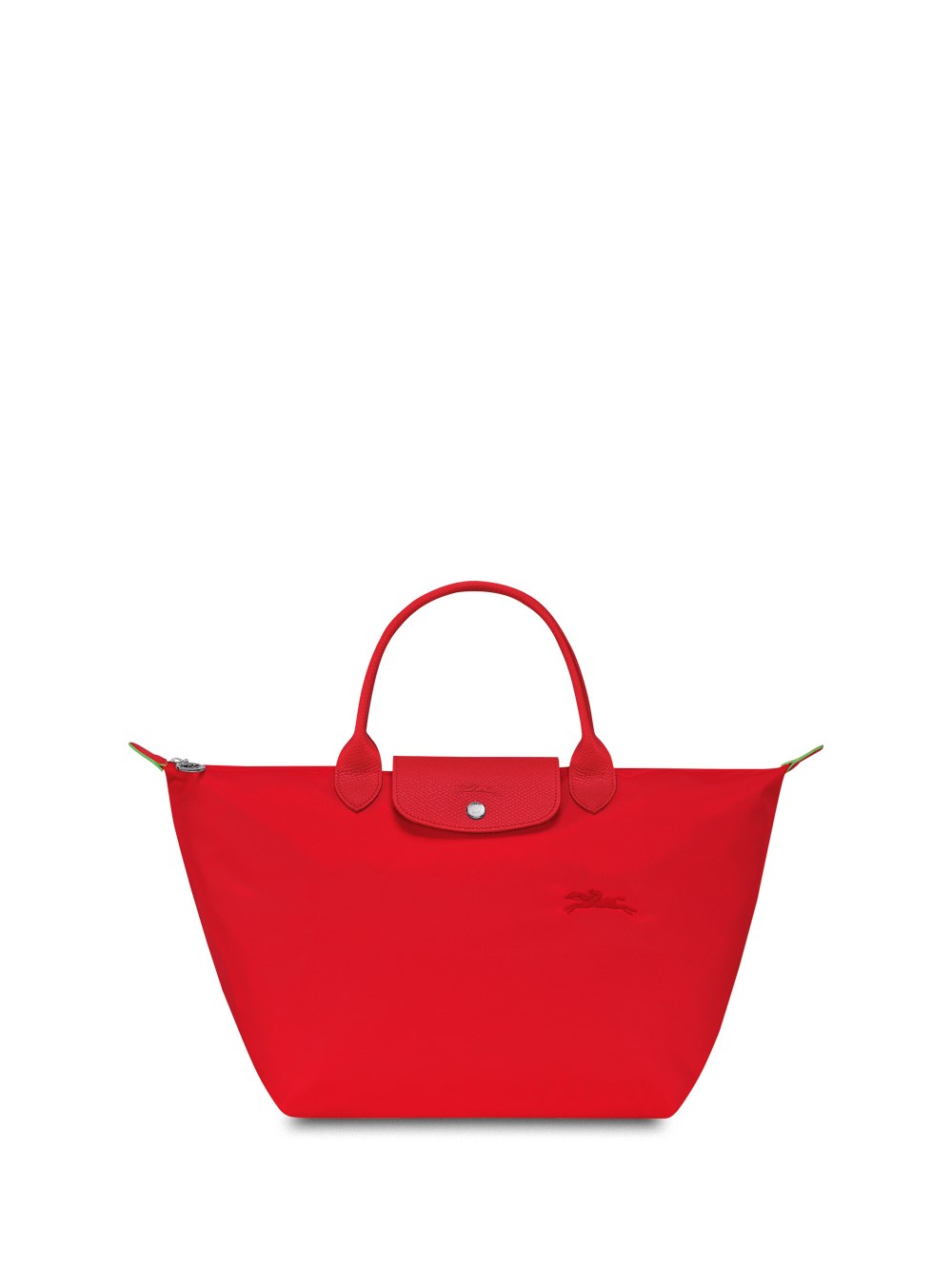 Longchamp `le Pliage Green` Medium Handbag In Red