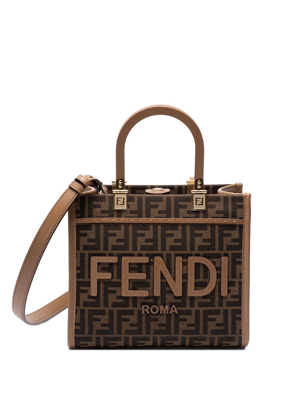 Fendi Sunshine` Small Shopper Bag In Brown