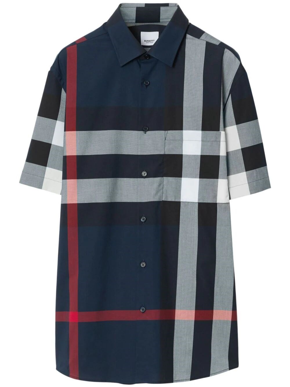 Shop Burberry `summerton` `check` Short Sleeve Shirt In Blue