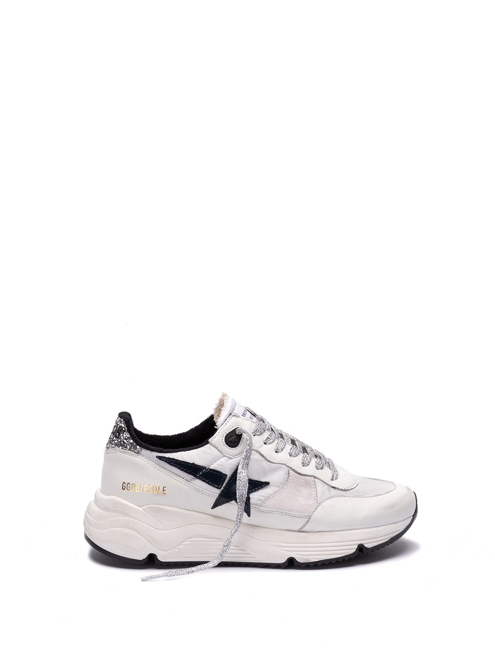 Golden Goose Running Sole Nylon Leather Sneakers In White