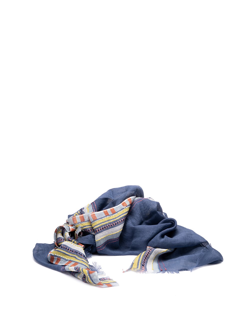 Shop Altea Printed Stole With Embroidery In Blue