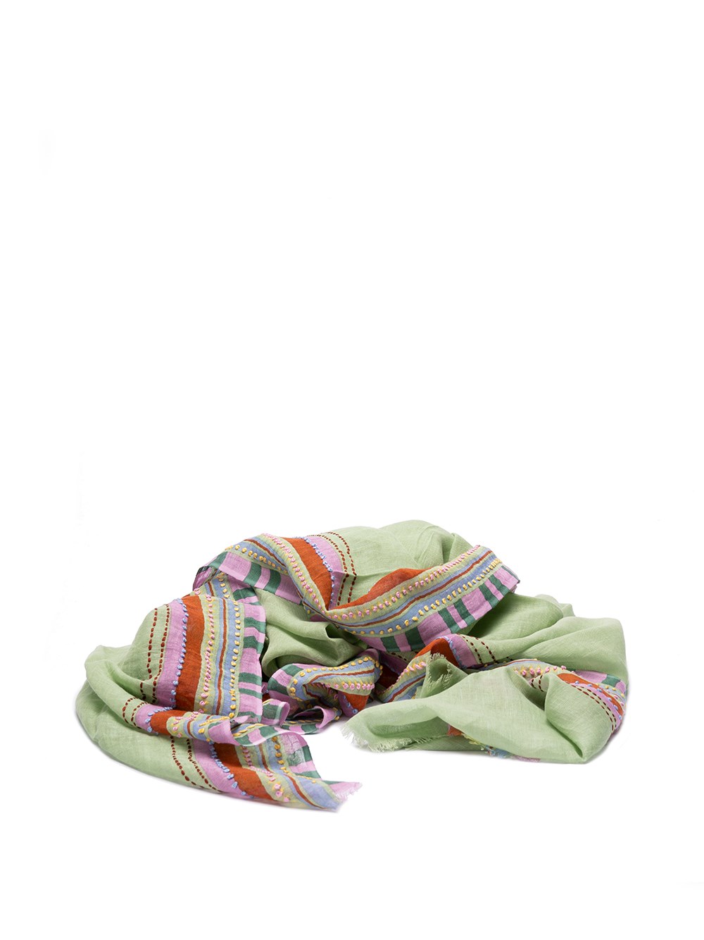 Shop Altea Printed Stole With Embroidery In Green