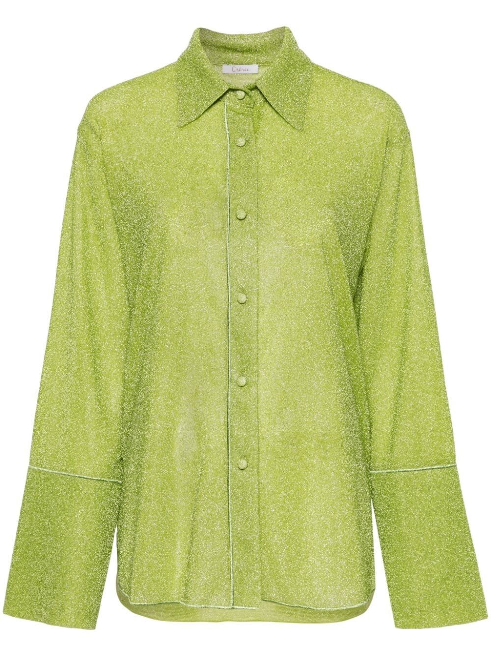 Shop Oseree `lumiere` Long Shirt In Green