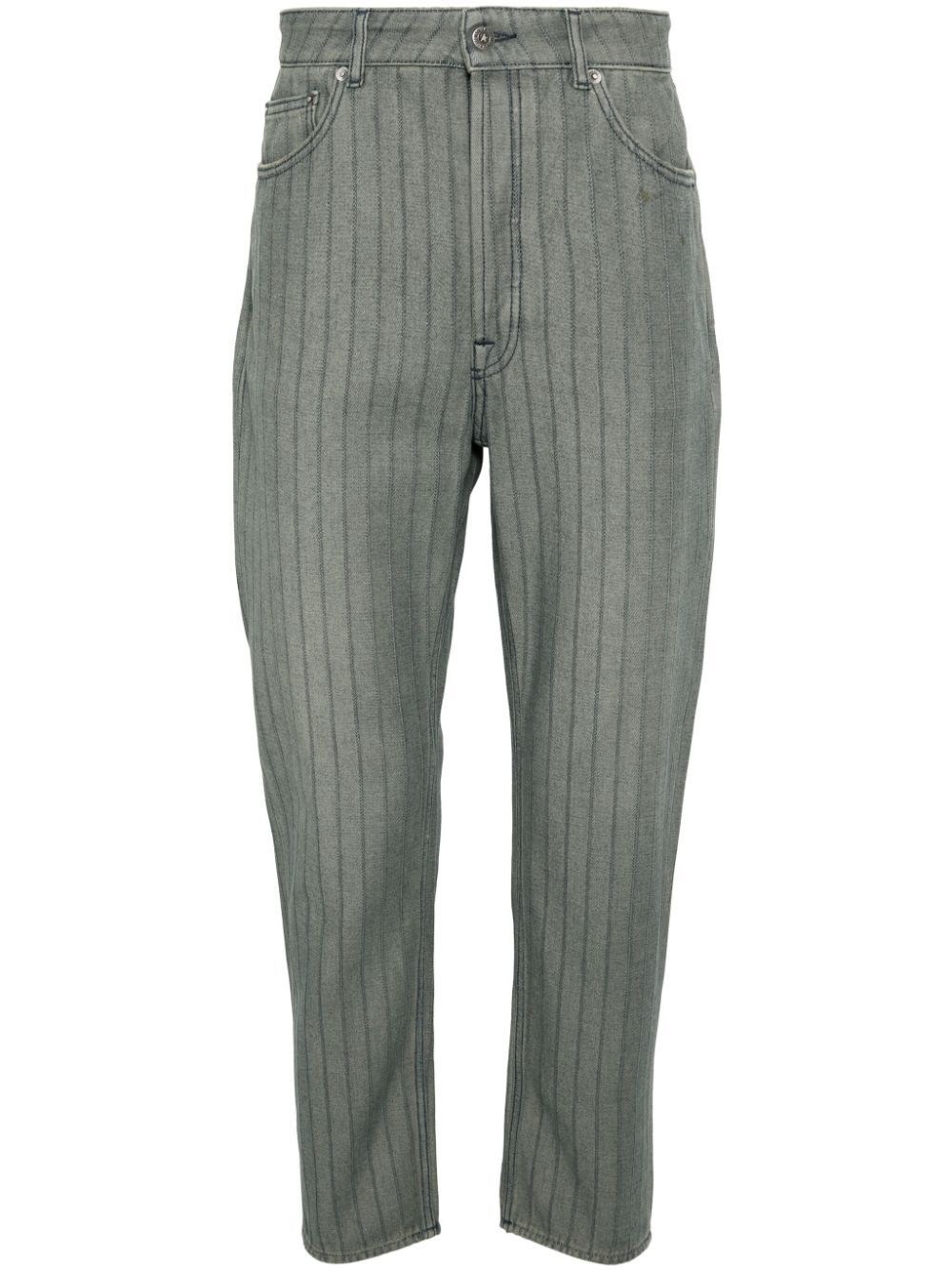 Shop Golden Goose `journey` `happy Dyed Denim Stripes` Jeans In Gray