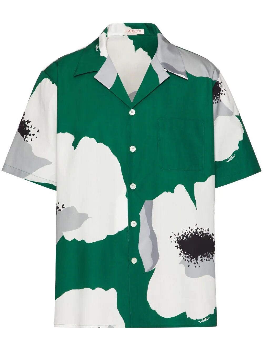 Shop Valentino ` Flower Portrait` Short Sleeve Shirt In Green