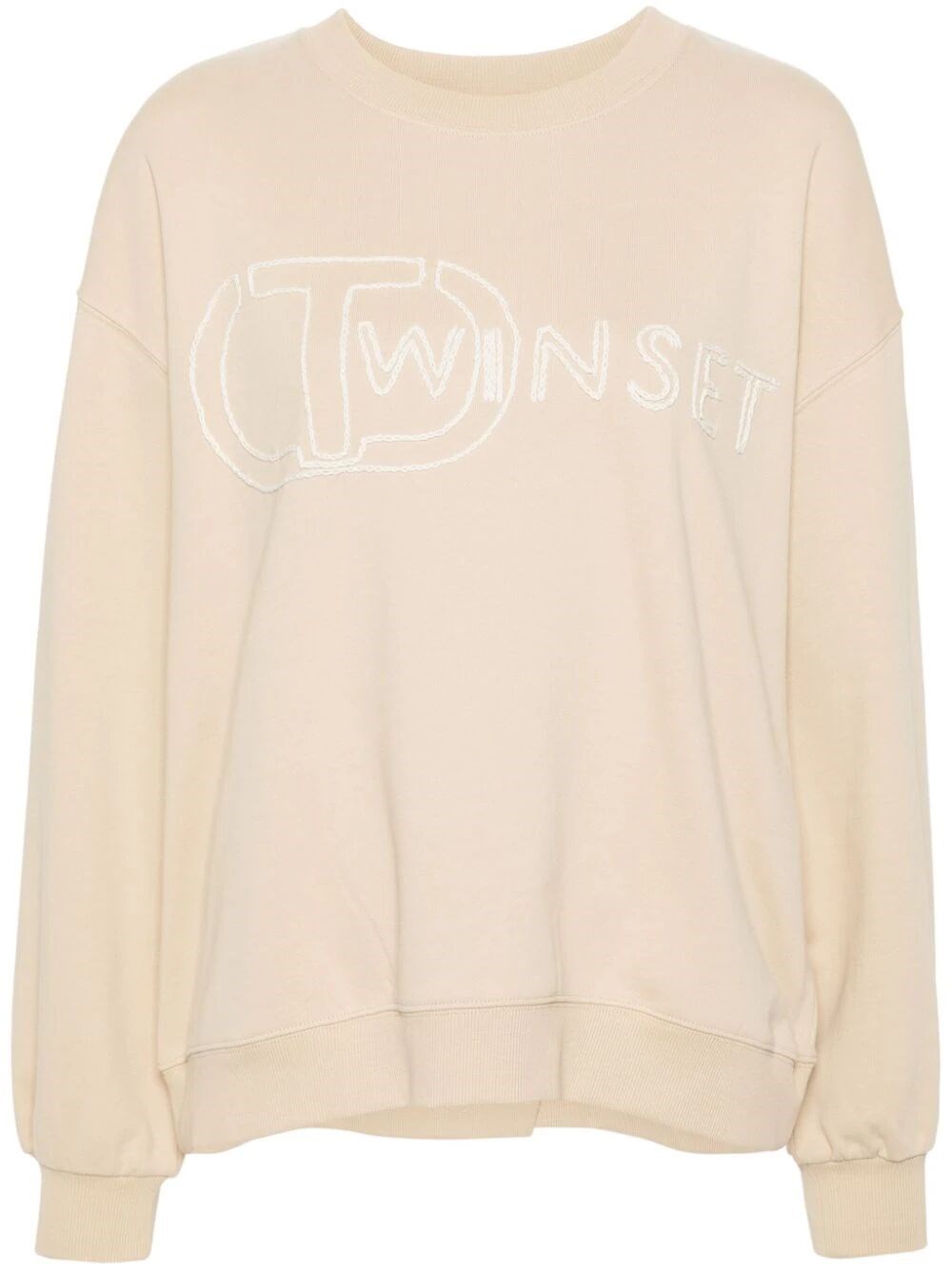 Shop Twinset Logo Sweatshirt In Beige